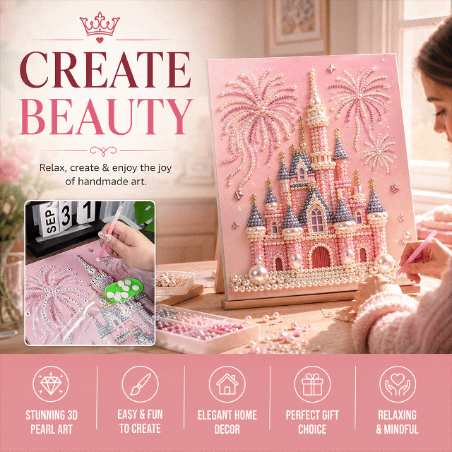 DIY Pearl Gem Art Diamond Painting Kits With Framefor Home Decor-30x40cm