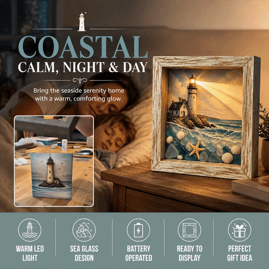 Coastal Lighthouse Glass Shadow Box Night Light