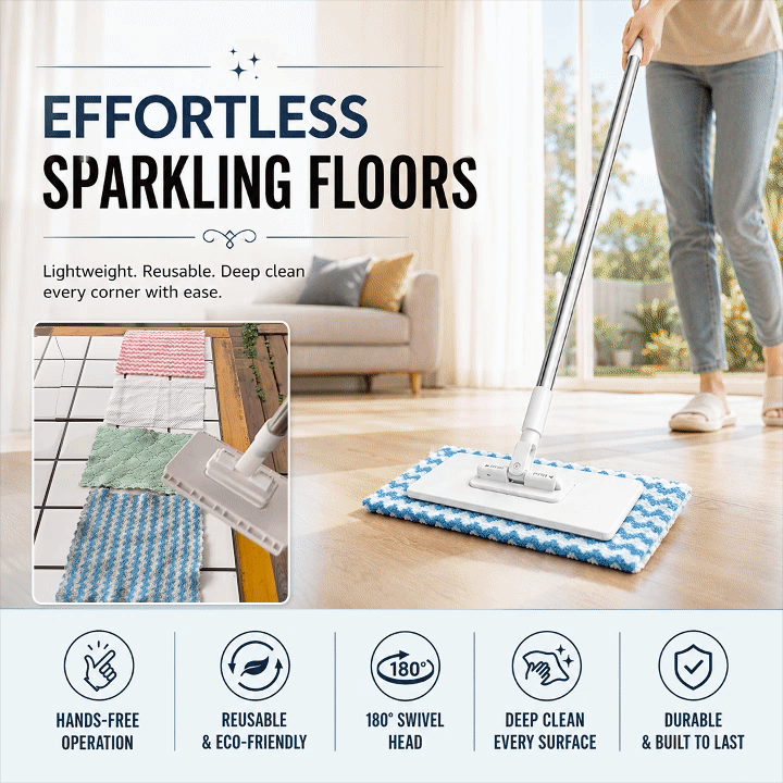 100cm Zero Touch Mini Mop with Hands-Free Cloth Change Set