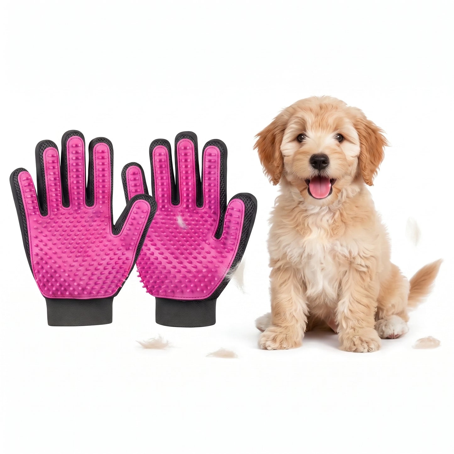 Double-Sided Pet Grooming Gloves – Left & Right Pair