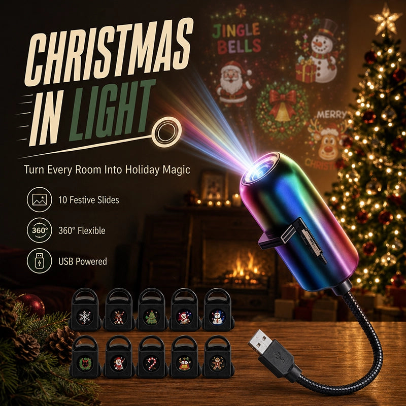 Plug-and-Play Christmas Projector with 10 Festive Scenes