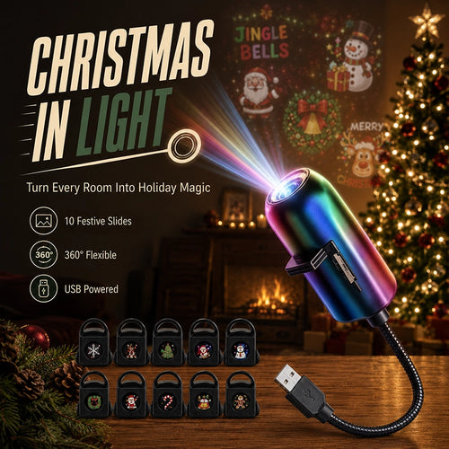 Plug-and-Play Christmas Projector with 10 Festive Scenes