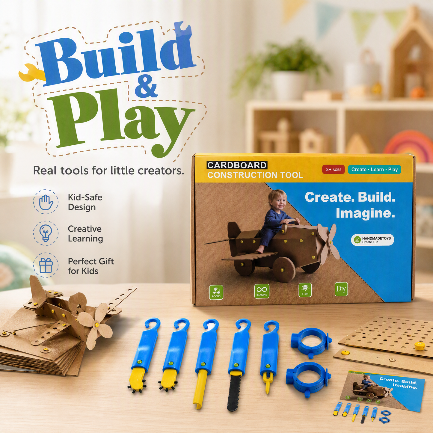 Kids Cardboard Cutting and Building Tool Set