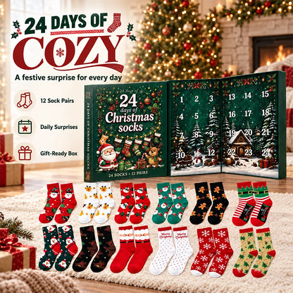 24-Day Christmas Socks Advent Calendar – 12 Pairs