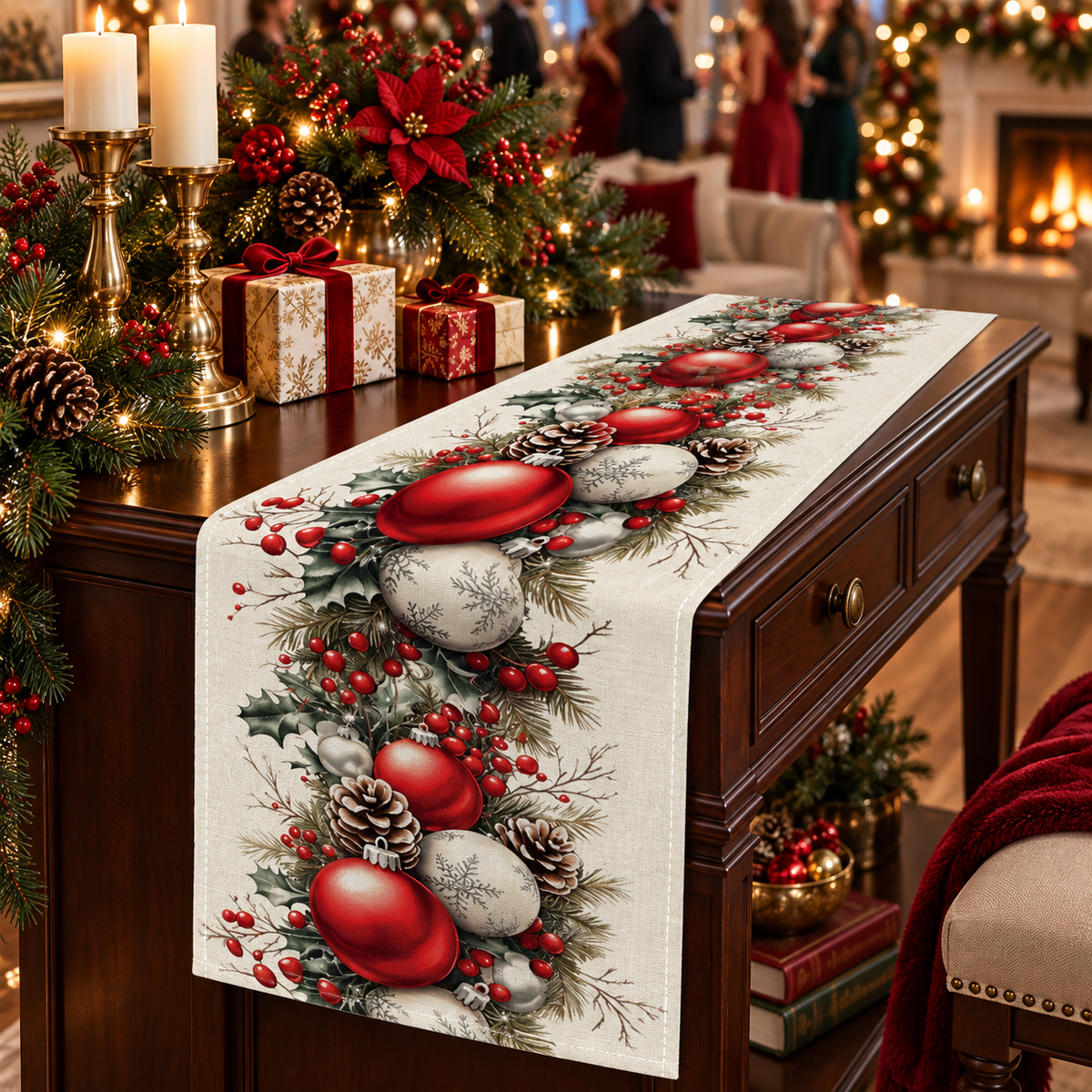 Festive Christmas Table Runner for Holiday Dining Décor