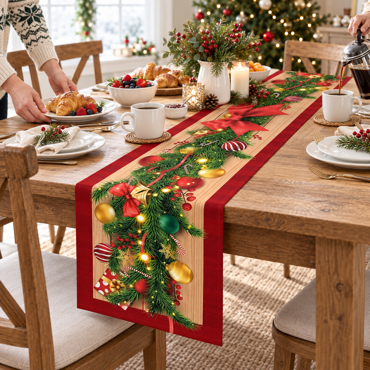 Festive Christmas Table Runner for Holiday Dining Décor