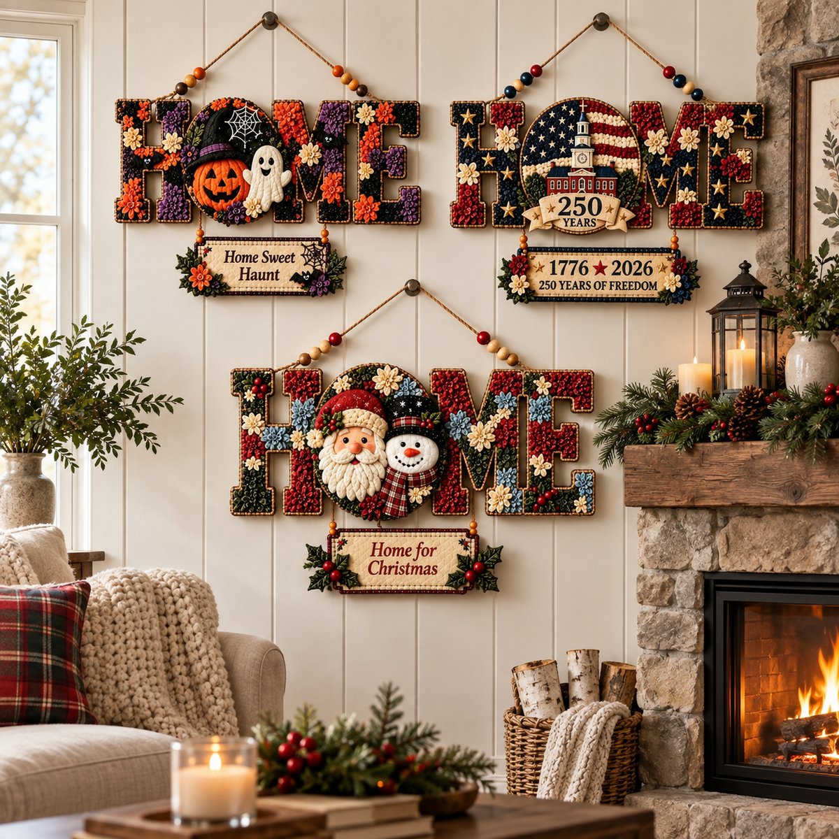 DIY Fabric Poke Art HOME Sign Kit for No-Sew Seasonal Decorating