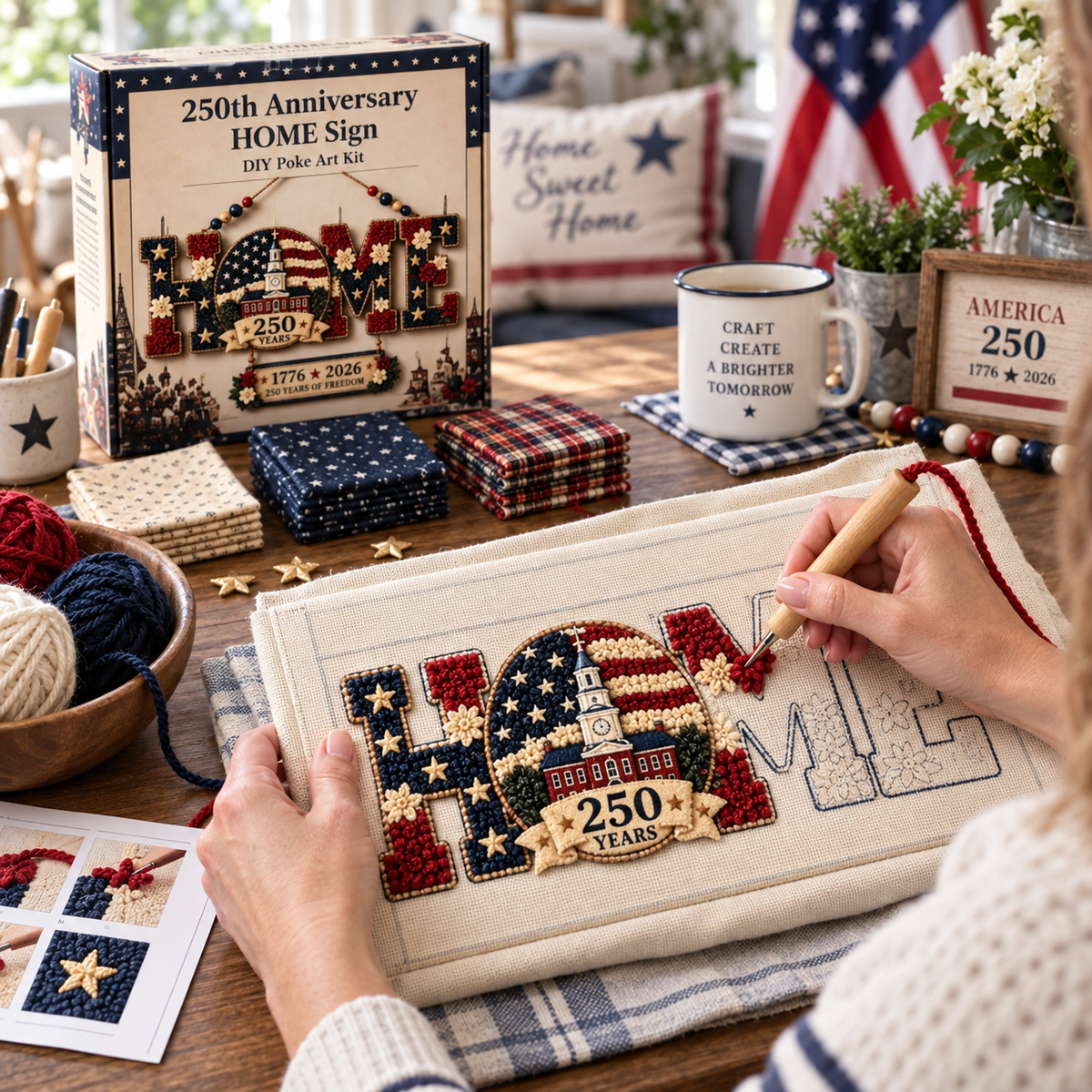 DIY Fabric Poke Art HOME Sign Kit for No-Sew Seasonal Decorating