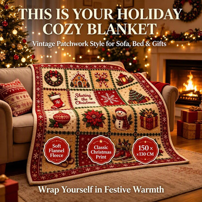 Vintage Christmas Patchwork Throw Blanket for Cozy Holiday Evenings