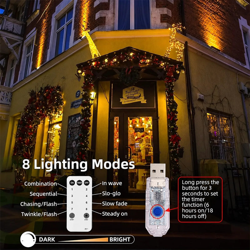 30 m Christmas Tree LED String Lights with USB Remote Control