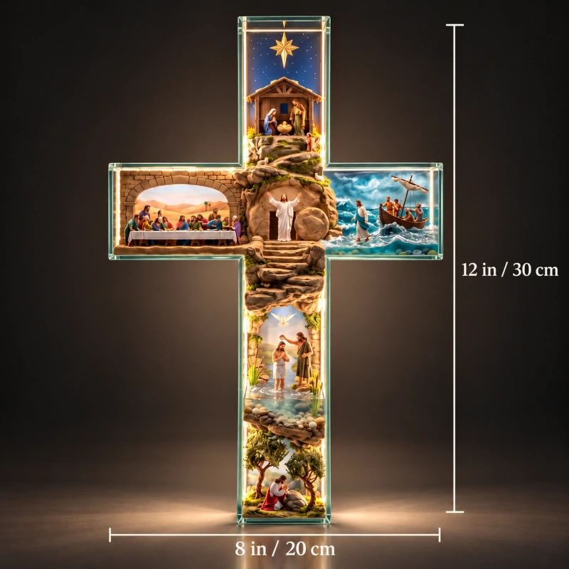 Illuminated Acrylic Biblical Story Cross for Indoor Display