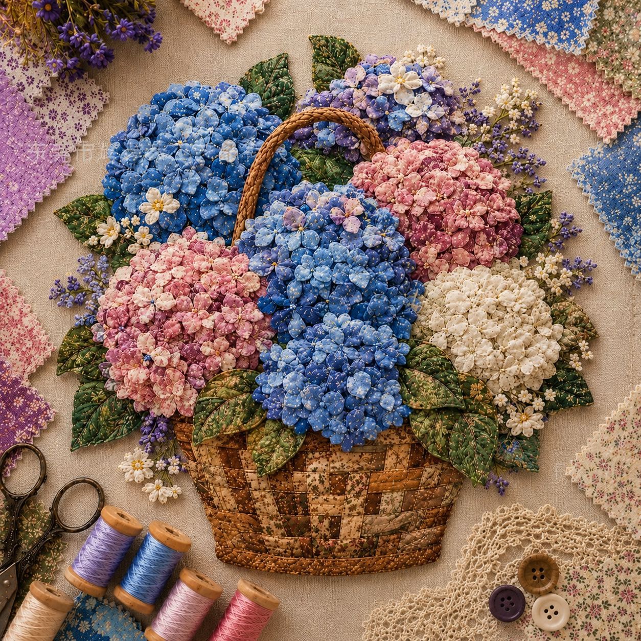 DIY Patchwork Bird & Flower Basket Hanging Ornament Kit