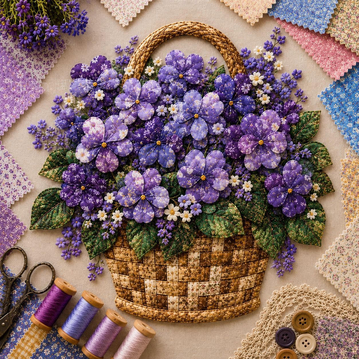 DIY Patchwork Bird & Flower Basket Hanging Ornament Kit