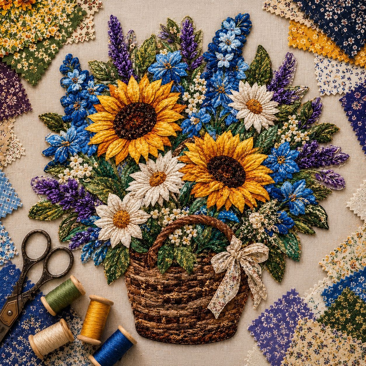 DIY Patchwork Bird & Flower Basket Hanging Ornament Kit