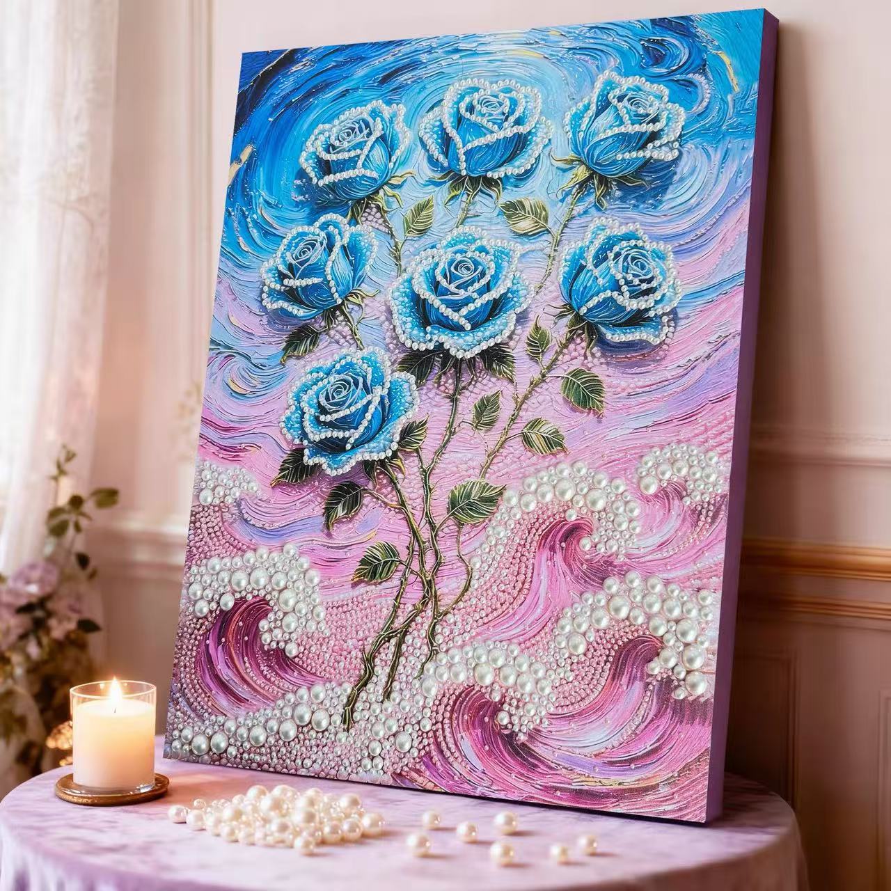 DIY Pearl Gem Art Diamond Painting Kits With Framefor Home Decor-30x40cm