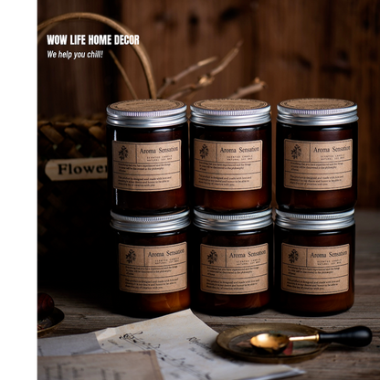BROWN WOODY CUP.Scented Candles.Soy wax
