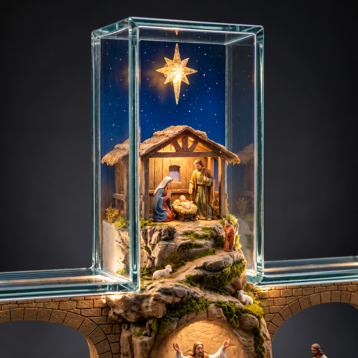 Illuminated Acrylic Biblical Story Cross for Indoor Display