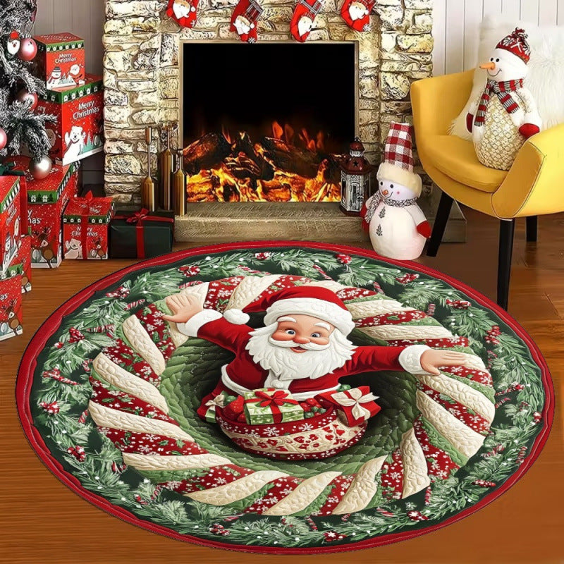 3D Christmas Santa Illusion Round Rug – 80 cm