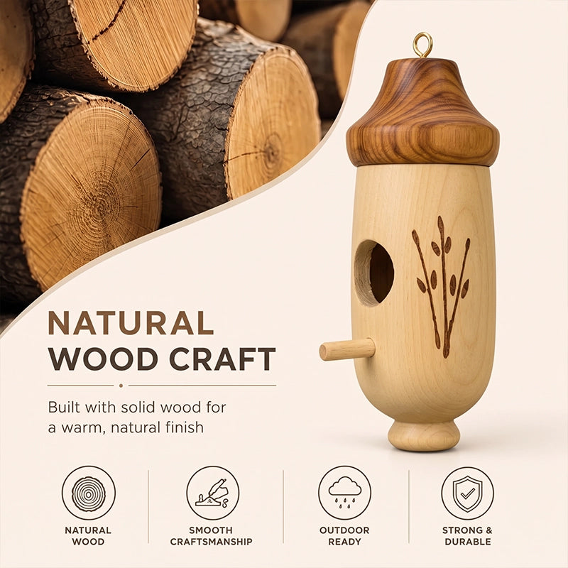 This Wooden Hummingbird House Brings Warmth and Life Back to Your Garden