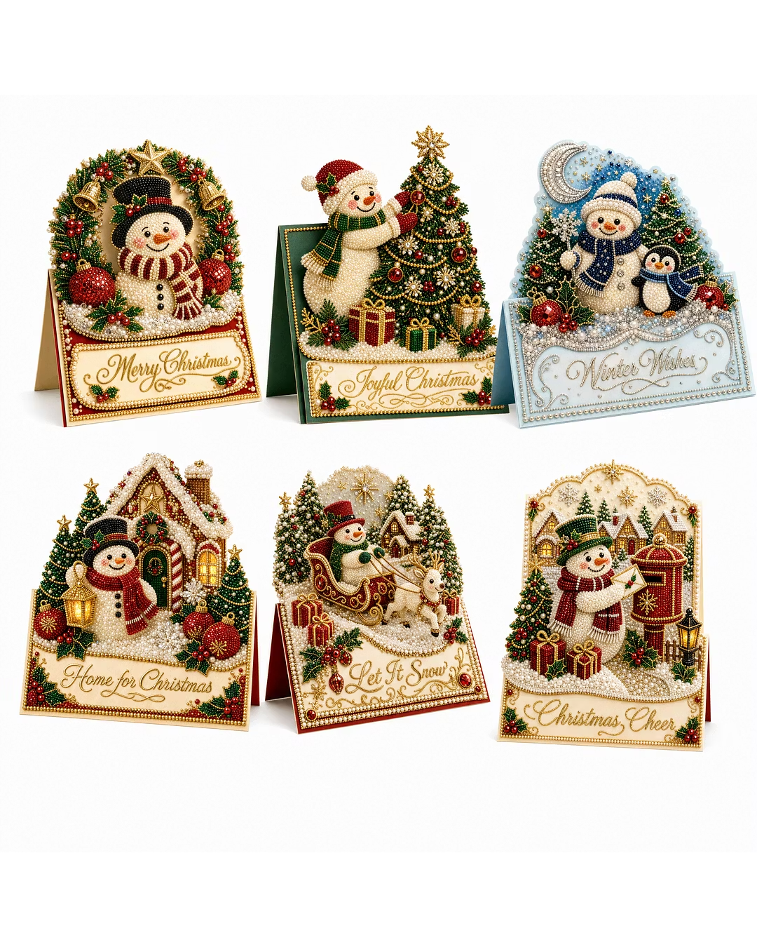 3D Christmas Greeting Card Set – 6 Pack