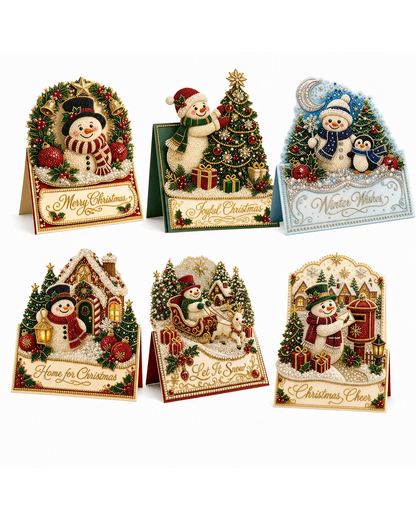 3D Christmas Greeting Card Set – 6 Pack