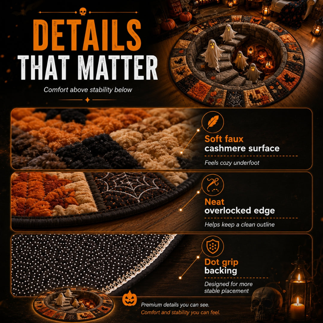 3D Haunted Stairway Round Halloween Rug