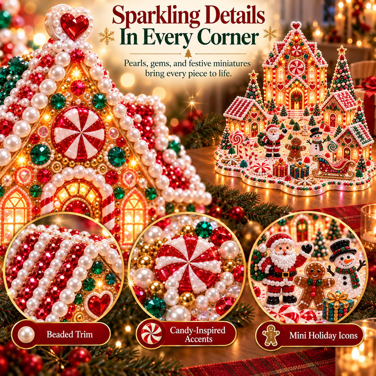 DIY Christmas Village Gem Art Kit for Handmade Holiday Decor
