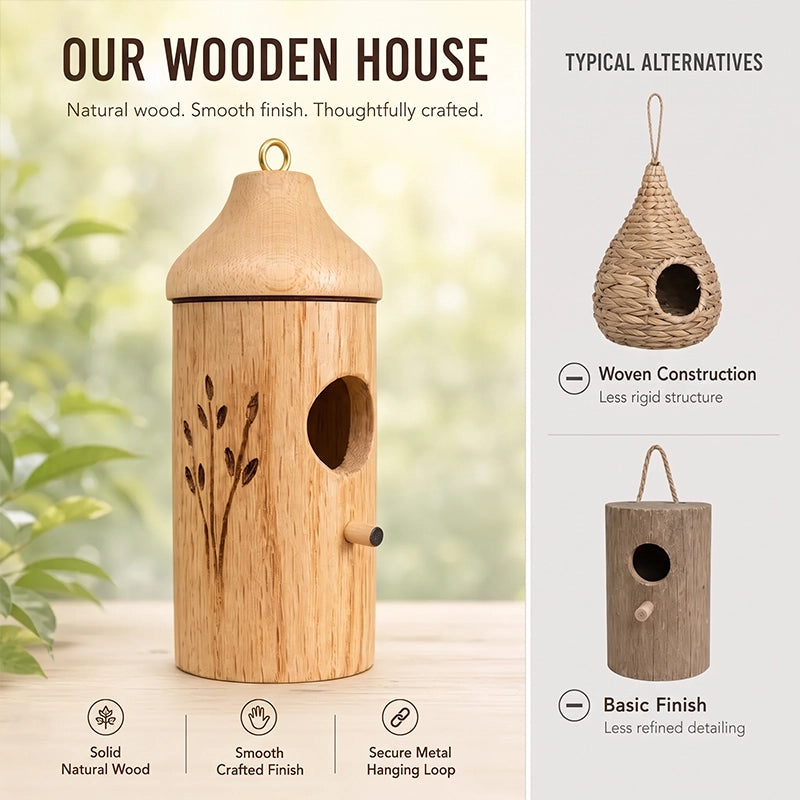 This Wooden Hummingbird House Brings Warmth and Life Back to Your Garden