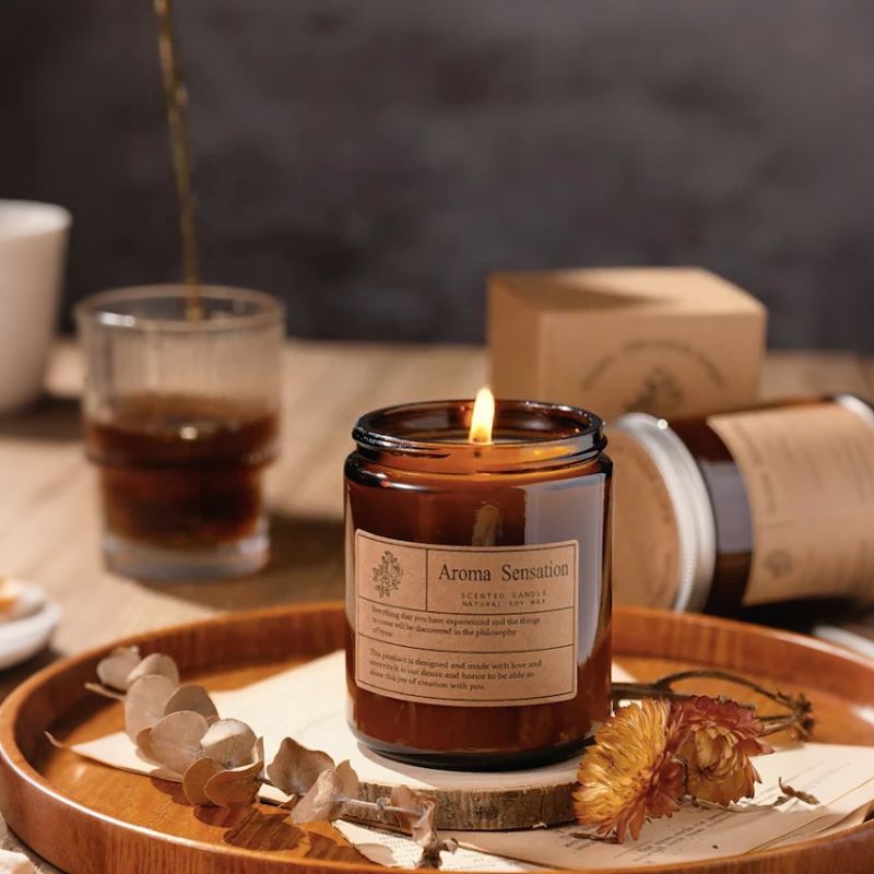 BROWN WOODY CUP.Scented Candles.Soy wax