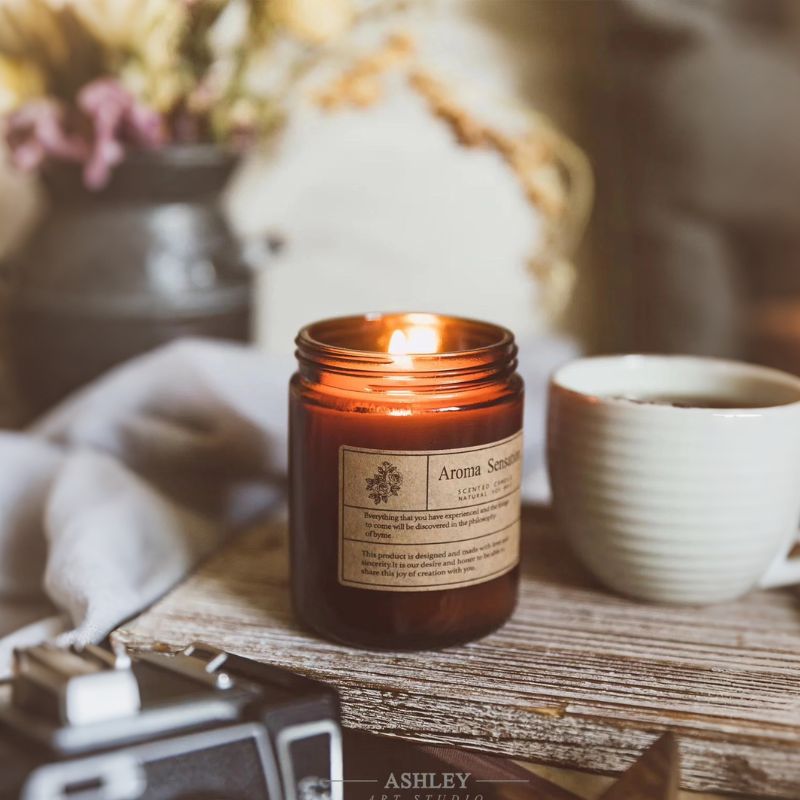 BROWN WOODY CUP.Scented Candles.Soy wax