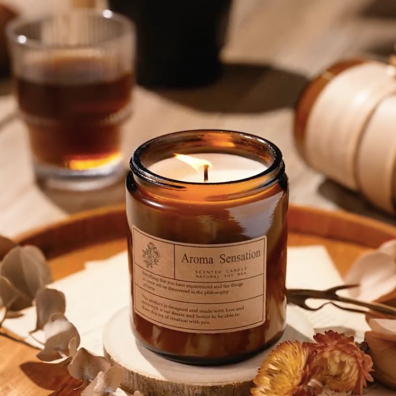 BROWN WOODY CUP.Scented Candles.Soy wax