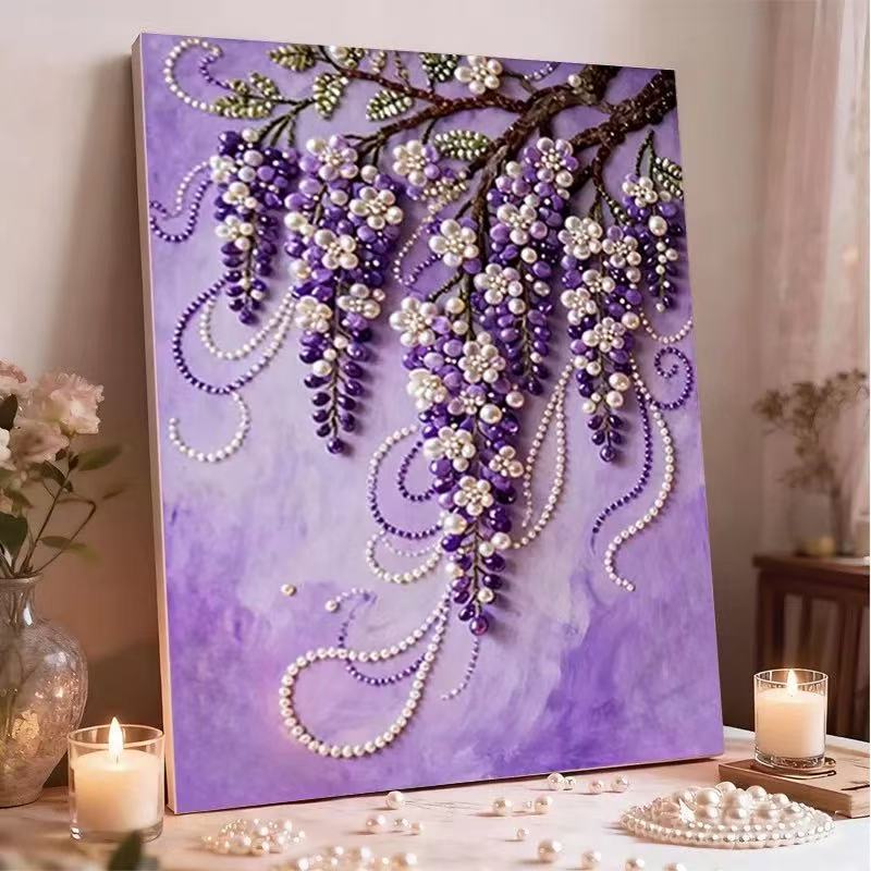 DIY Pearl Gem Art Diamond Painting Kits With Framefor Home Decor-30x40cm