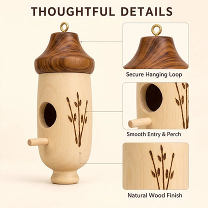 This Wooden Hummingbird House Brings Warmth and Life Back to Your Garden
