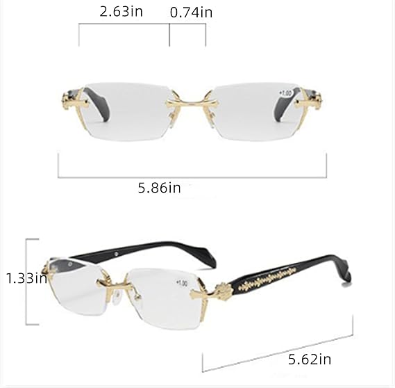 Rimless Metal Anti-Blue Light Reading Glasses 2 Pcs