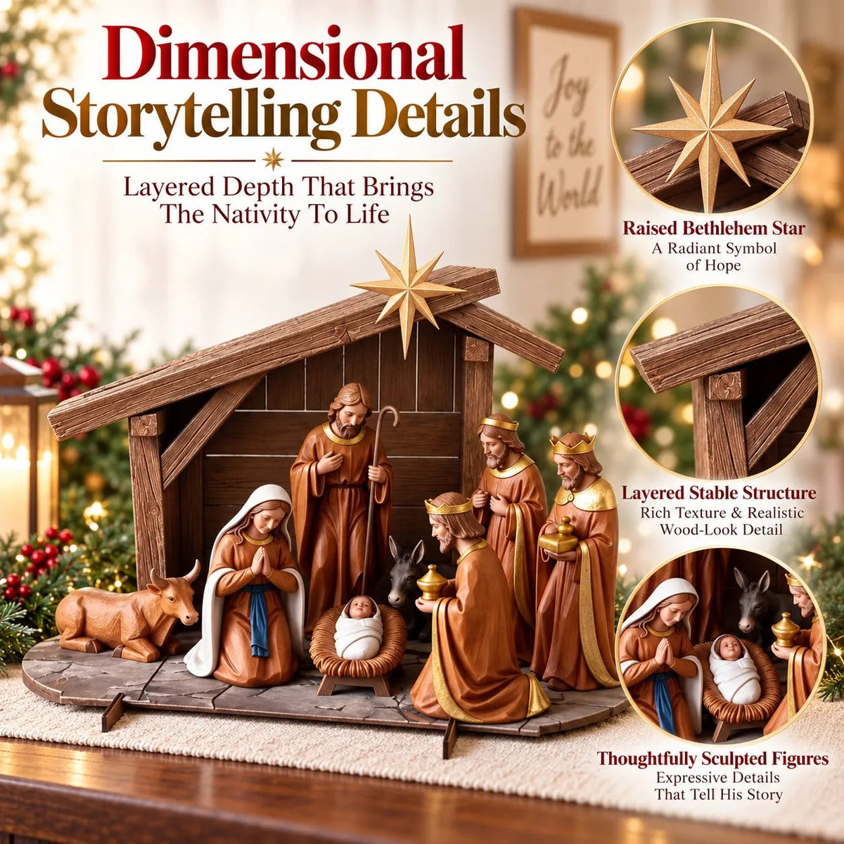 Christmas Nativity Scene Resin Sculpture for Holiday Display