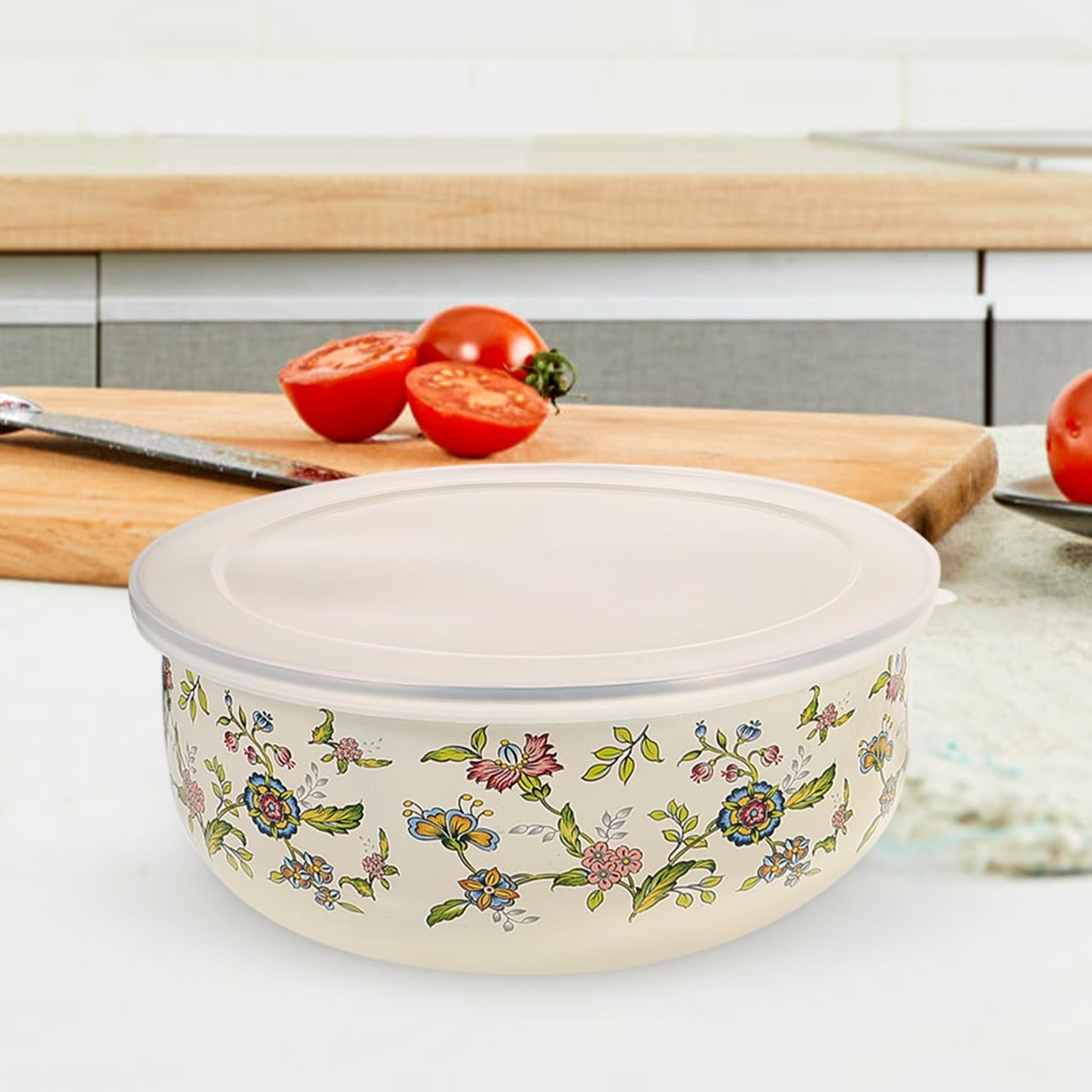 5-Piece Enamel Mixing Bowl Set with Lids