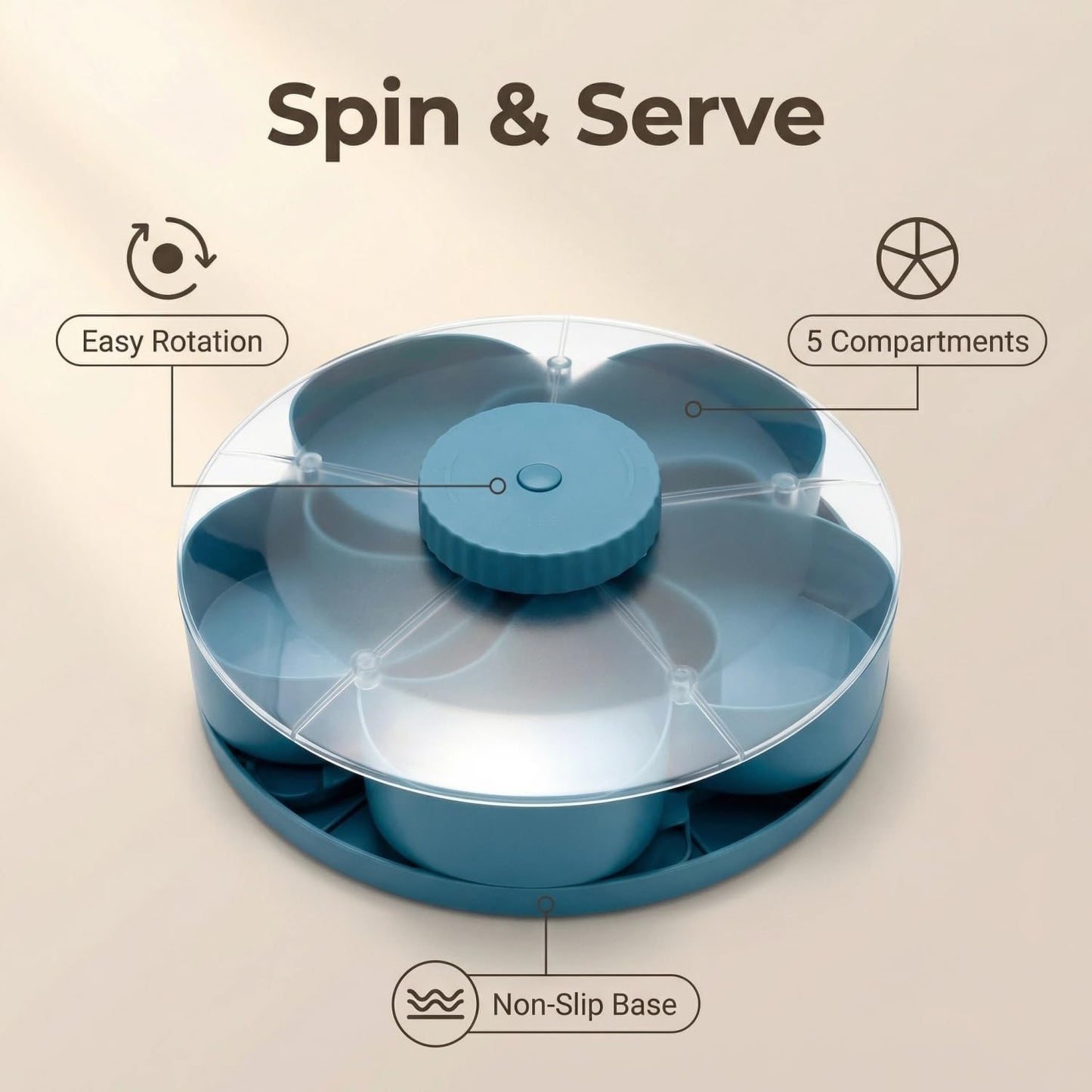 Divided Spin and Snack Serving Tray