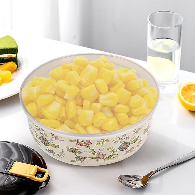 5-Piece Enamel Mixing Bowl Set with Lids