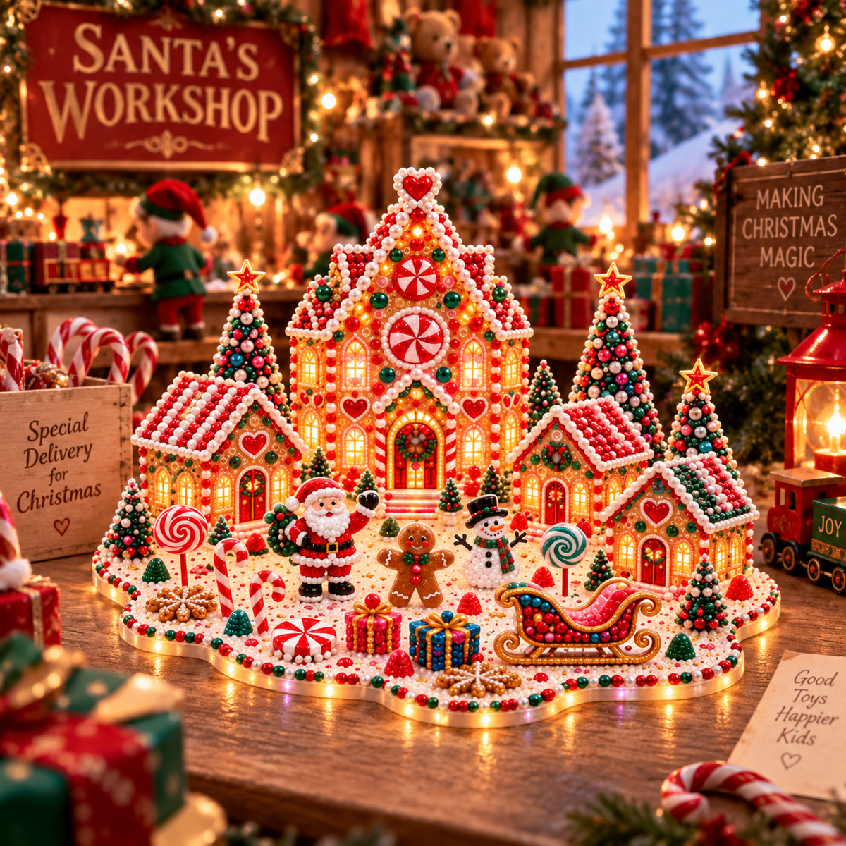 DIY Christmas Village Gem Art Kit for Handmade Holiday Decor
