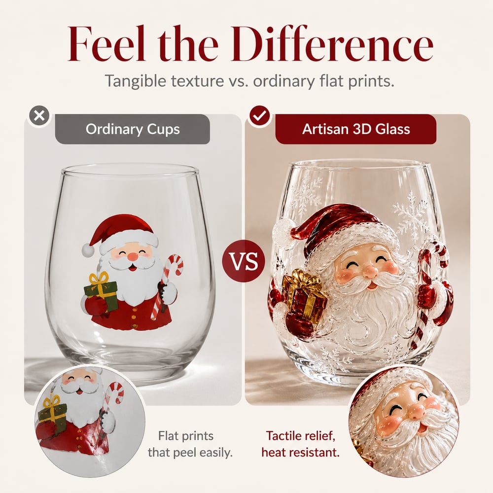 🔥 Flash Sale -  Raised 3D Christmas Art Glass Cup