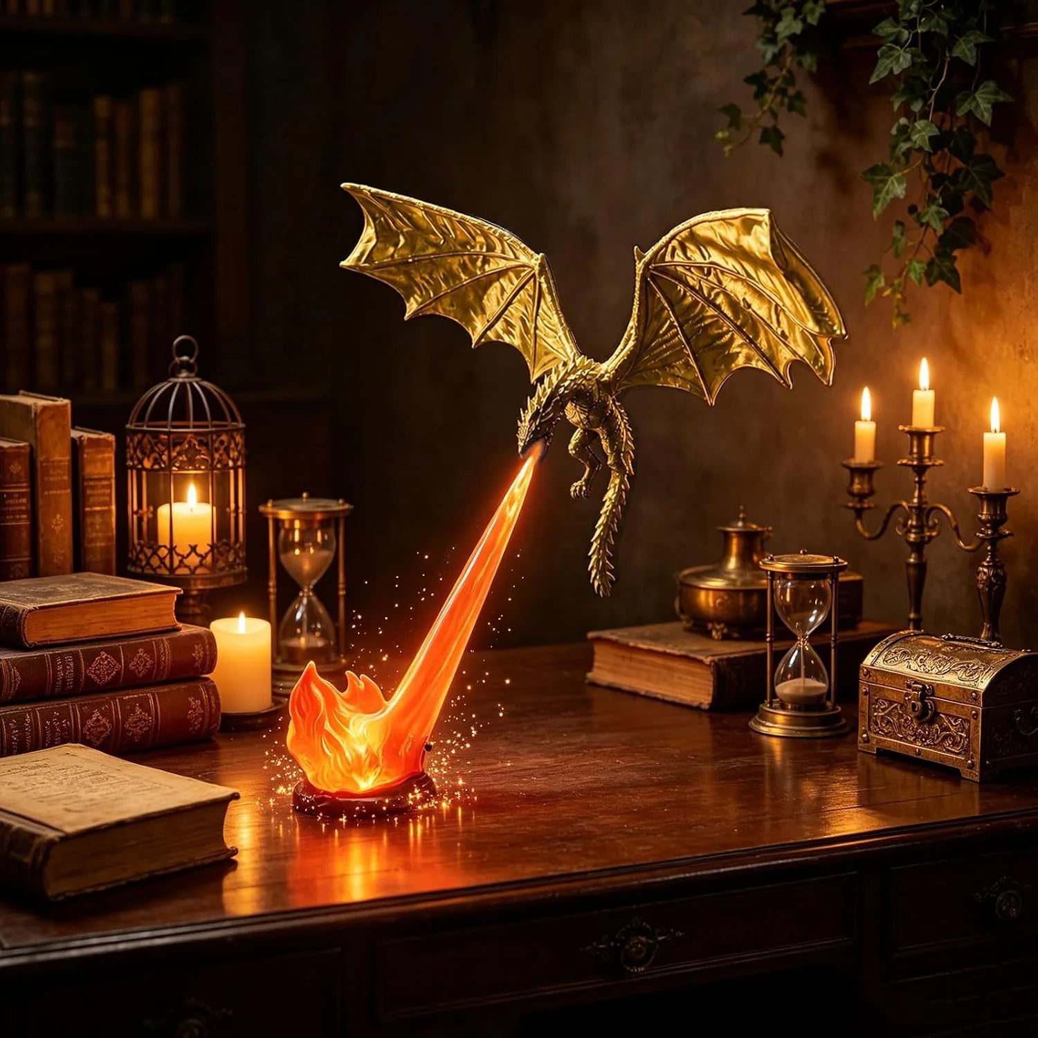 Lighted Dragon Book Nook Corner Figurine