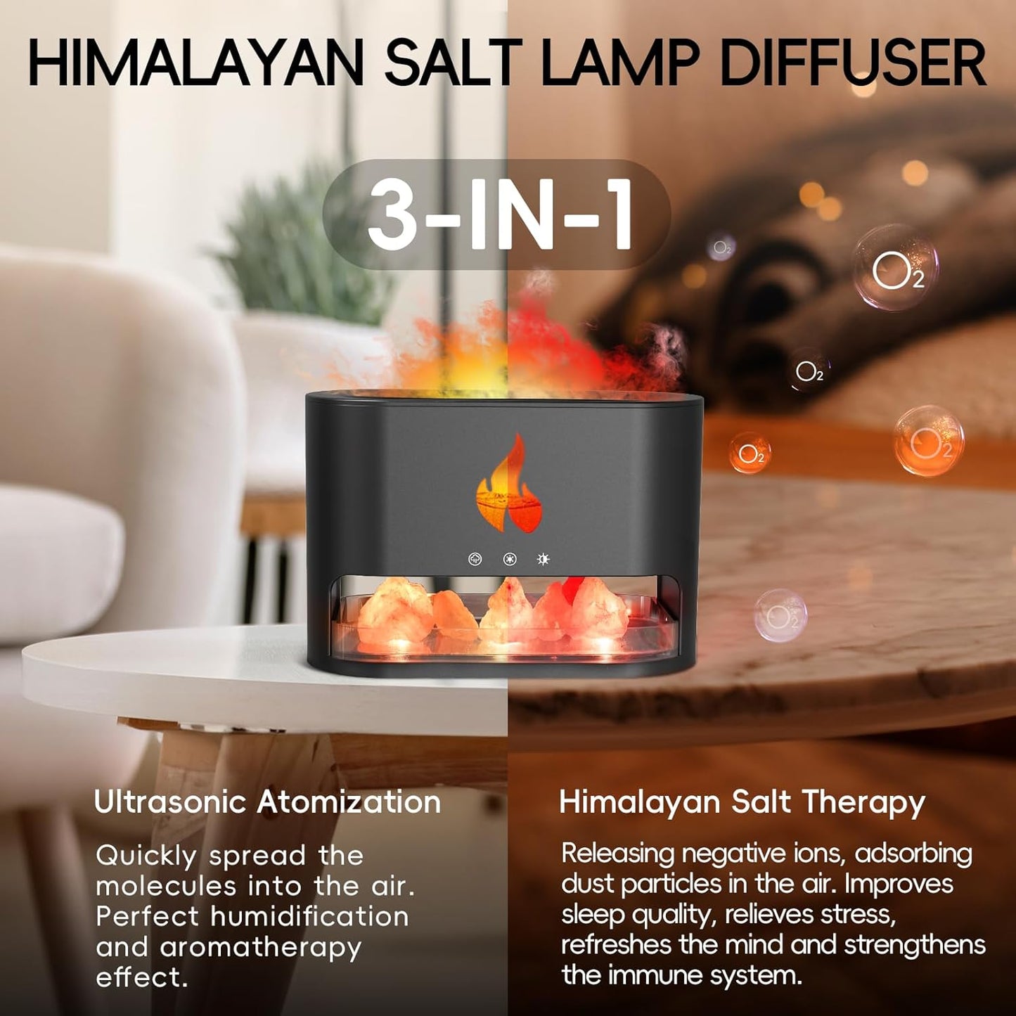 Himalayan Salt Fireplace Humidifier Lamp