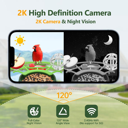 Centvicam Smart Bird Feeder with Camera – 2K HD Live View