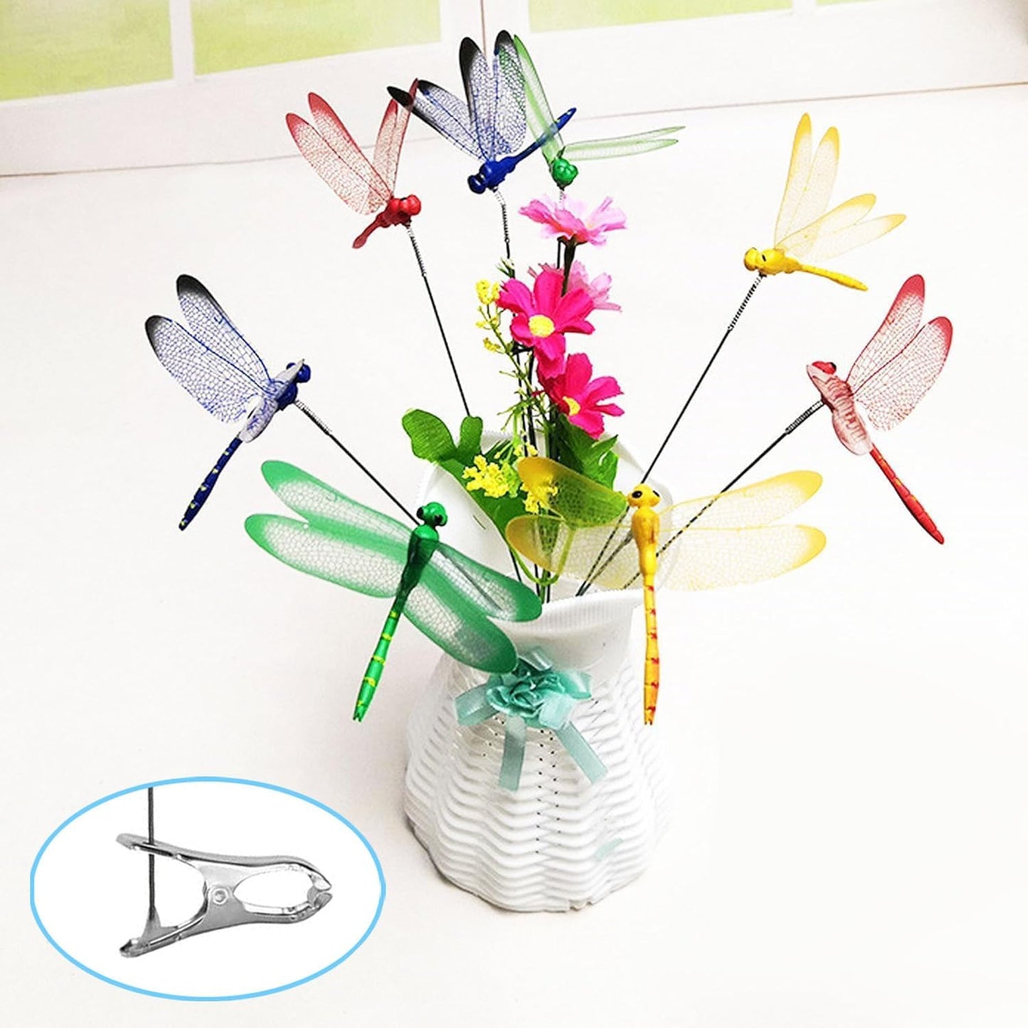 8/16 Pack 3D Dragonfly Garden Stakes Decor