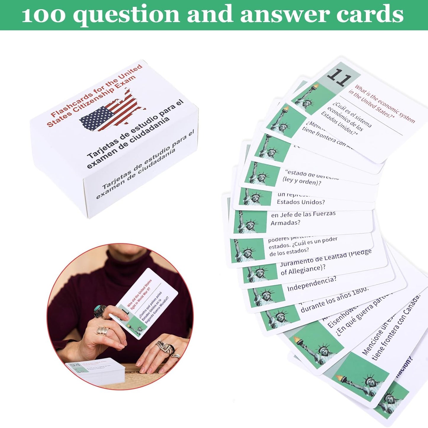 U.S. Citizenship Test Flash Cards English & Spanish