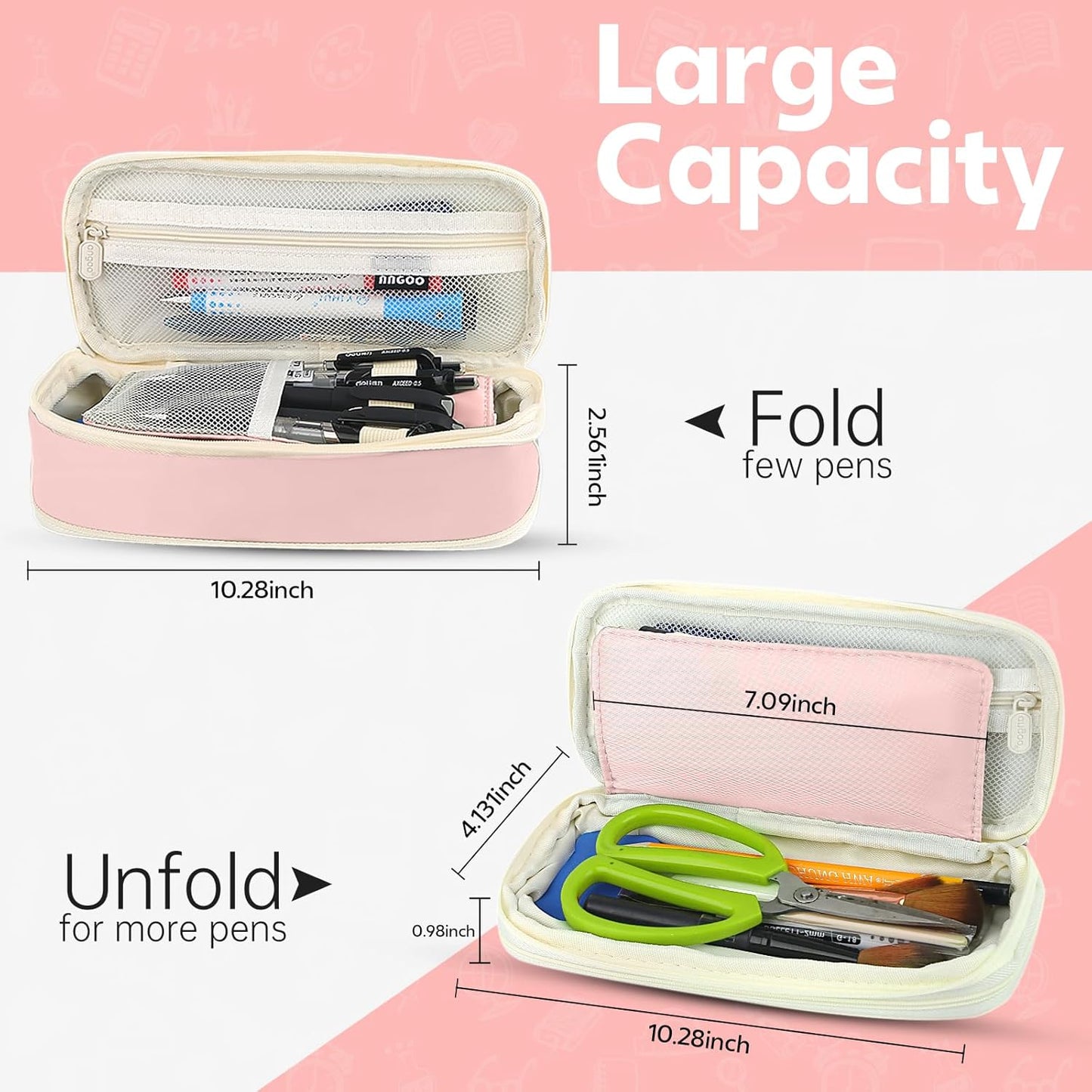 Large Capacity Double-Layer Macaron Stationery Box