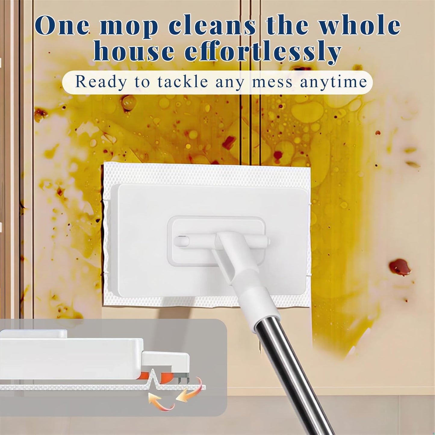 100cm Zero Touch Mini Mop with Hands-Free Cloth Change Set