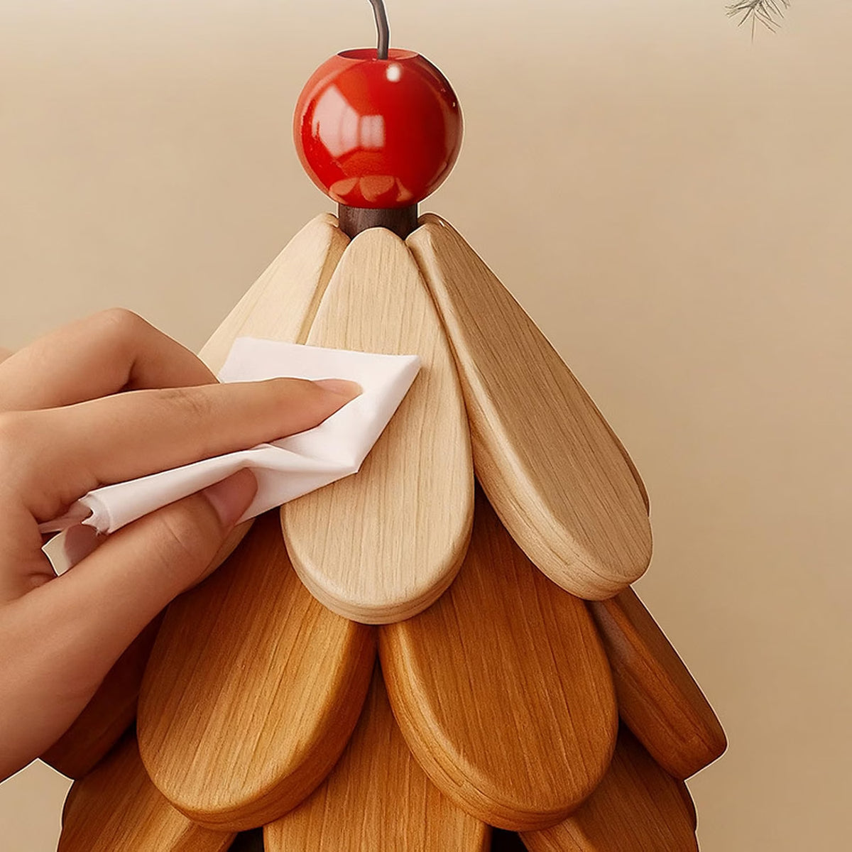 Folding Wooden Christmas Tree Trivet Set for Holiday Tables