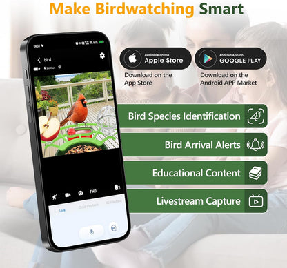 Centvicam Smart Bird Feeder with Camera – 2K HD Live View