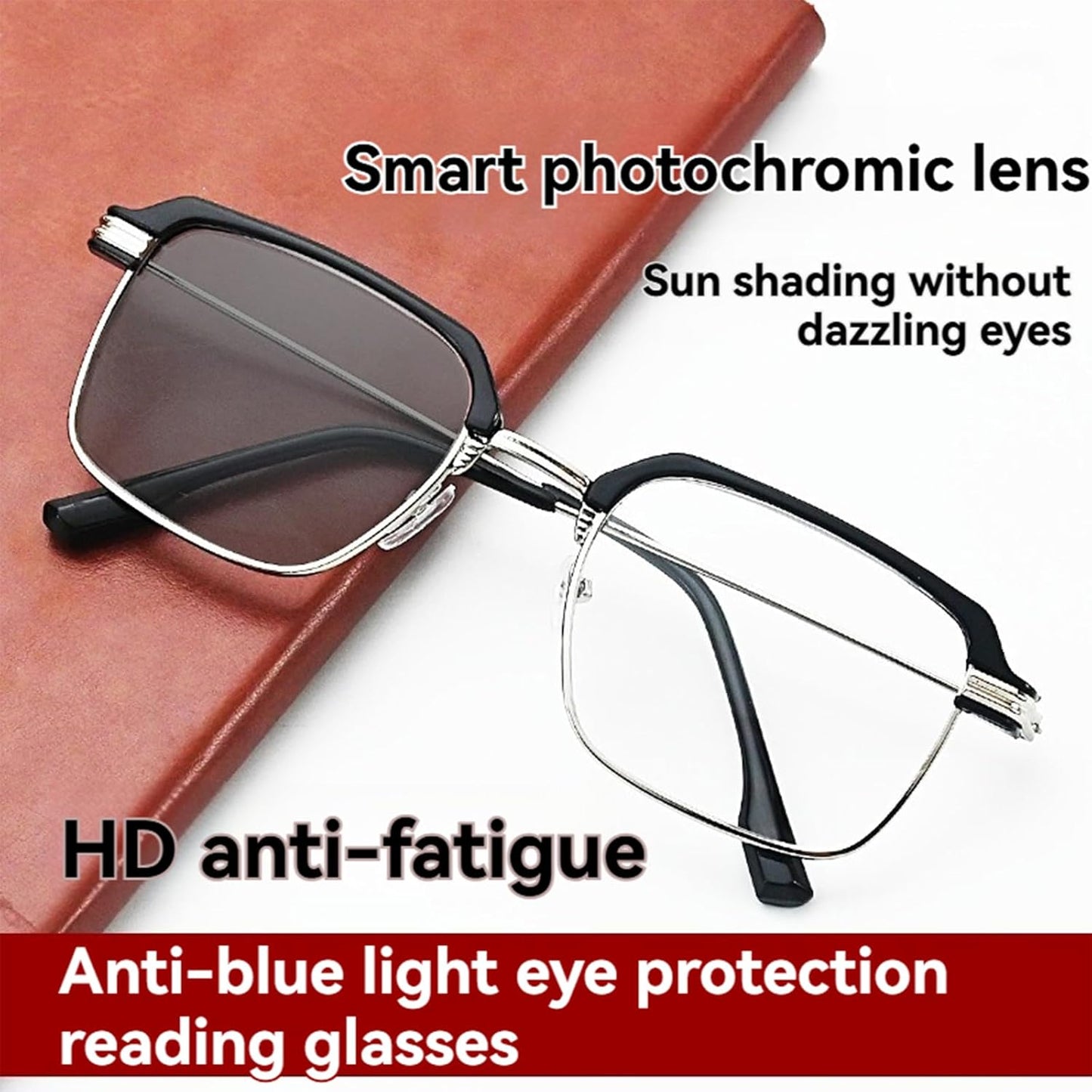 Black & Gold Semi-Rimless Crystal Clear Focus Reading Glasses